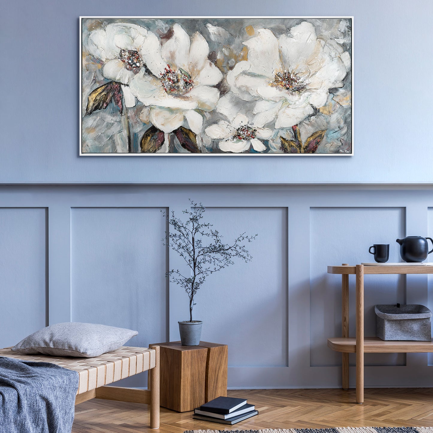 Blumenbilder gemalt auf Leinwand mit Rahmen