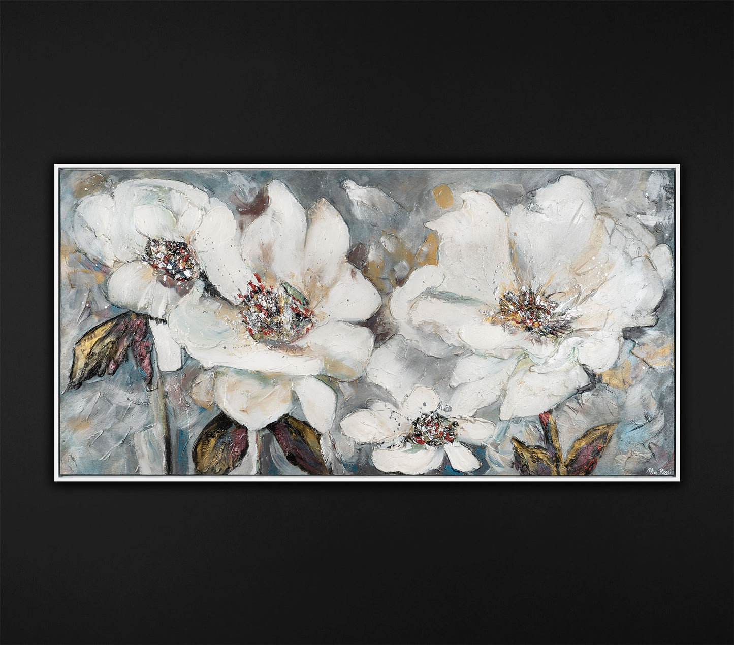 Blumenbilder gemalt auf Leinwand mit Rahmen
