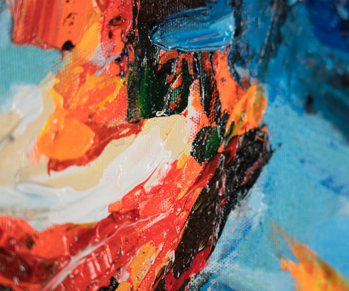 Malen mit Acrylfarbe auf Leinwand mit Rahmen