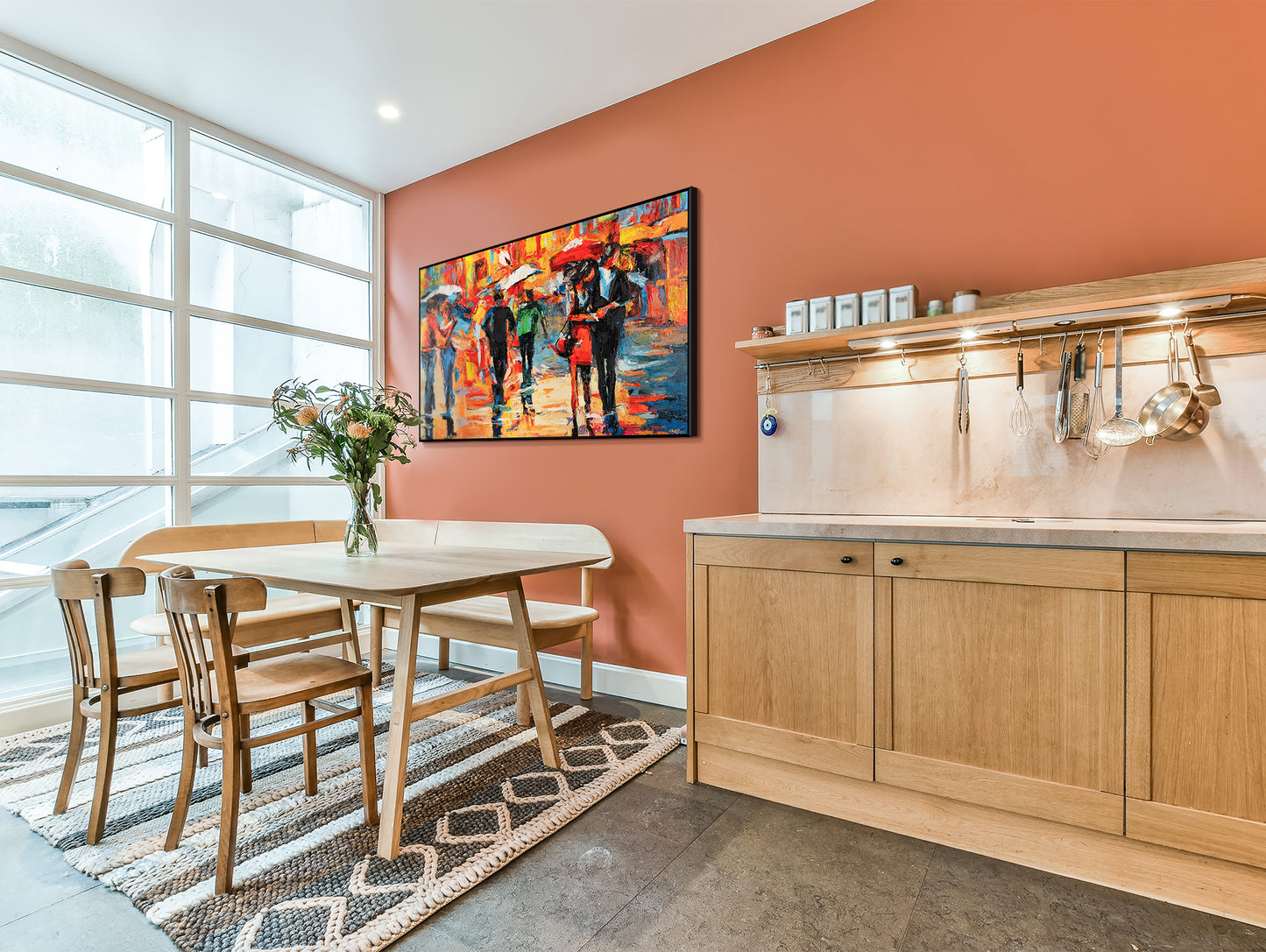 Malen mit Acrylfarbe auf Leinwand mit Rahmen