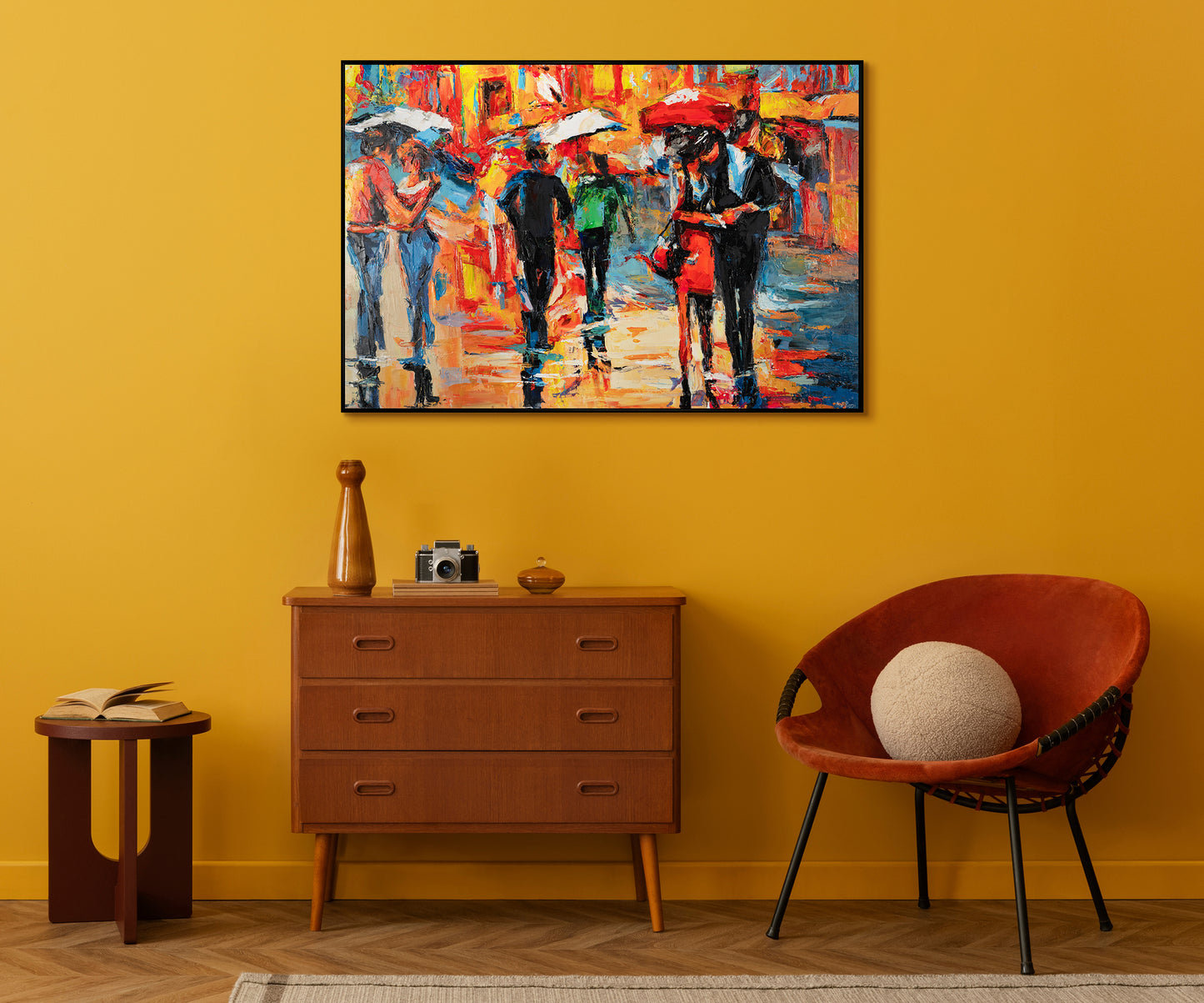 Malen mit Acrylfarbe auf Leinwand mit Rahmen