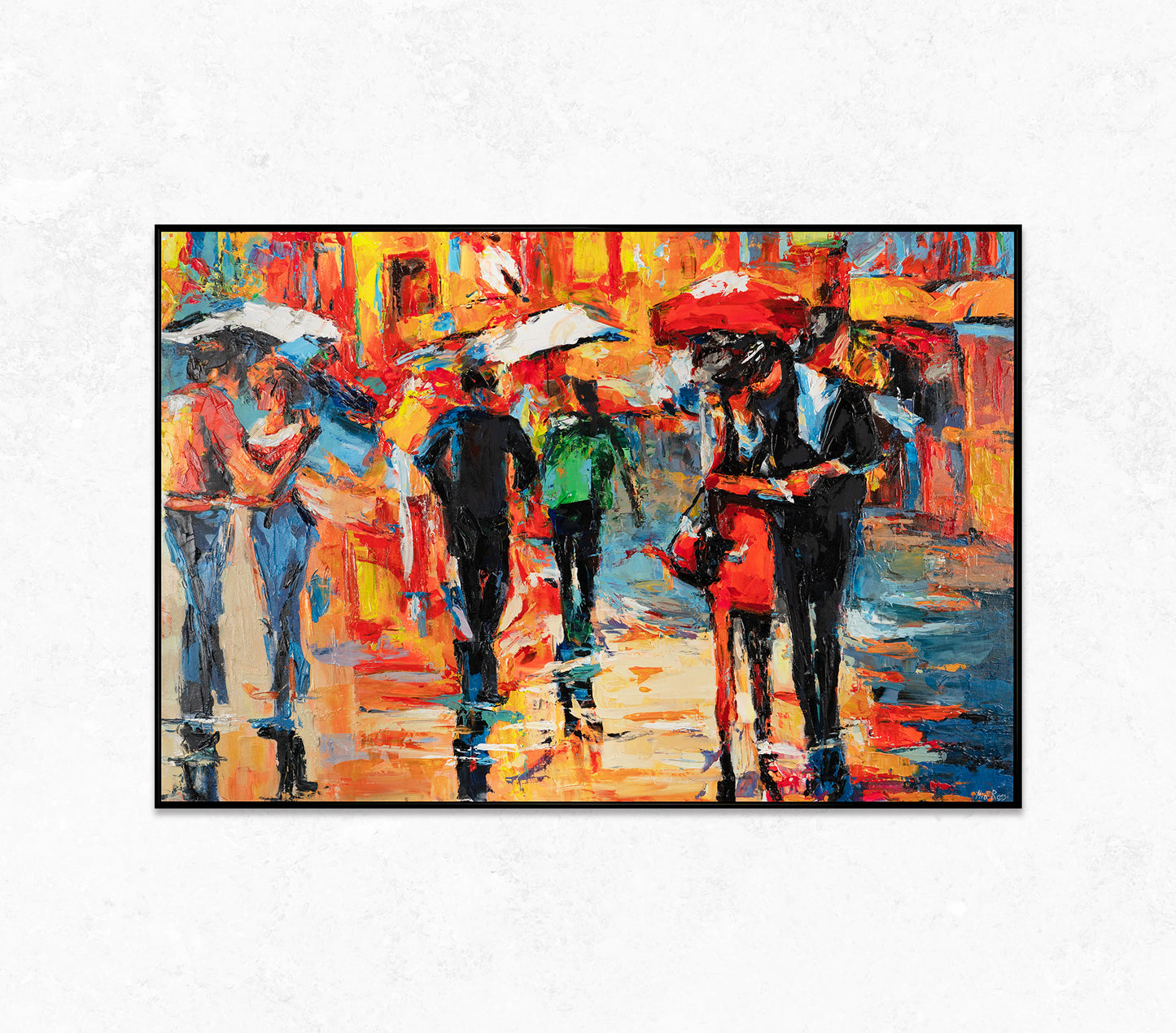 Malen mit Acrylfarbe auf Leinwand mit Rahmen