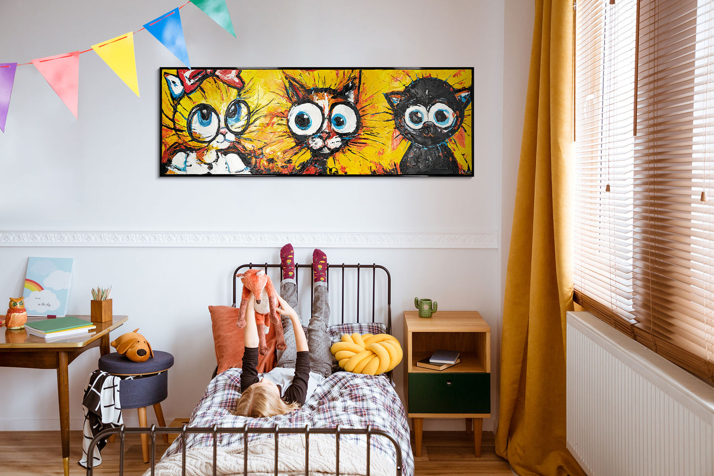 Handgemaltes Bild auf Leinwand mit Rahmen