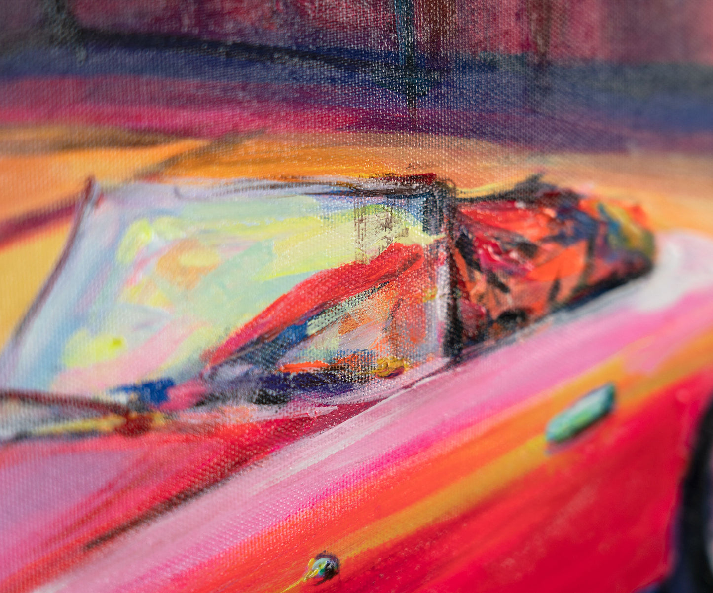 Malen mit Acrylfarbe auf Leinwand mit Rahmen