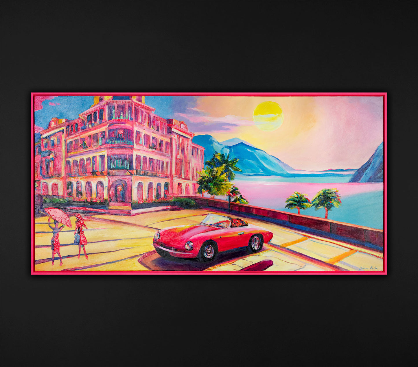 Malen mit Acrylfarbe auf Leinwand mit Rahmen