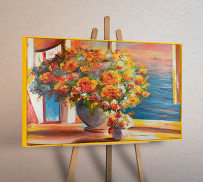 Blumen Bilder gemalt auf Leinwand mit Rahmen