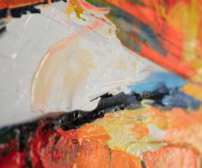 Malen mit Acrylfarbe auf Leinwand mit Rahmen