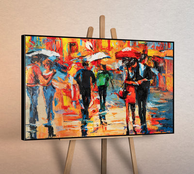 Malen mit Acrylfarbe auf Leinwand mit Rahmen
