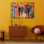 Malen mit Acrylfarbe auf Leinwand mit Rahmen