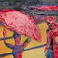Malen mit Acrylfarbe auf Leinwand mit Rahmen