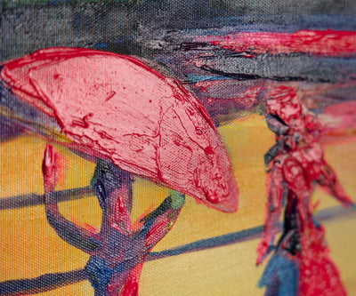 Malen mit Acrylfarbe auf Leinwand mit Rahmen