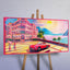 Malen mit Acrylfarbe auf Leinwand mit Rahmen