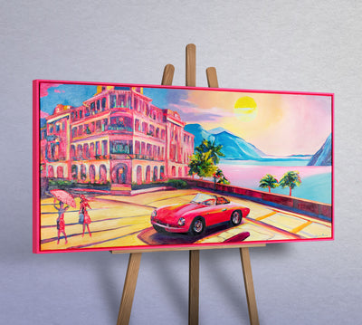 Malen mit Acrylfarbe auf Leinwand mit Rahmen